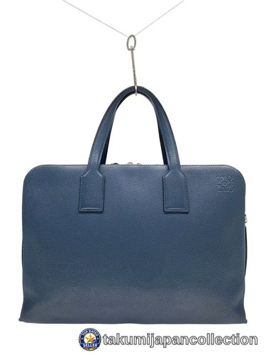 LOEWE Goya Leather Briefcase Navy Blue Tote Bag #M-14538