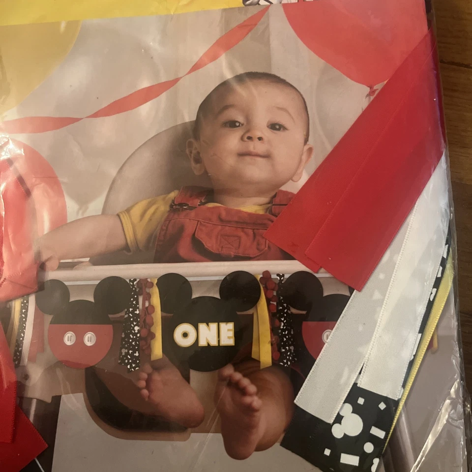 Mickey Mouse Disney Junior 1er Cumpleaños Fiesta Silla Alta Decoración UNA Banner Foto 2 de 4