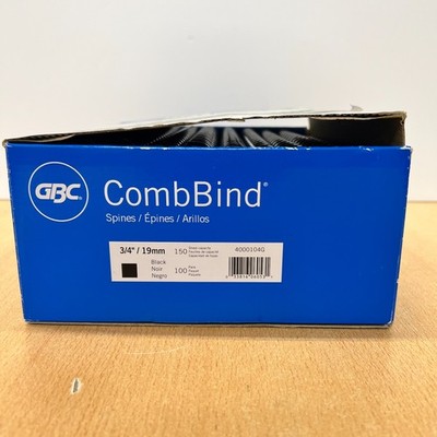 3/4'' GBC Blk Plastic Binding Combs NOS 100 Count Binding Capacity 146 165 Shts