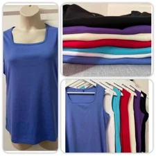 Ladies 100% Cotton Sleeveless Vest Top 7 Colours Sizes XS-XL Brand New
