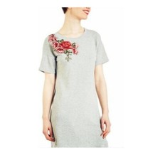 Potter’s Pot Floral Embroidered Grey T-shirt Dress