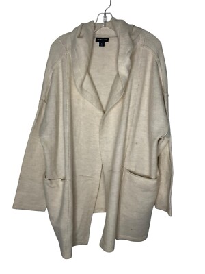 Studio Park x Amy Stran Hooded Cardigan A620500 Pockets Ivory Size Large New