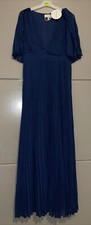 BNWT Boohoo PLEATED CAPE DETAIL Wedding BRIDESMAID MAXI DRESS navy  Size 12
