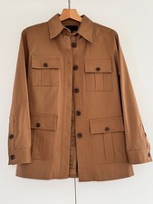 Nili Lotan Cotton-blend Brown Twill Jacket Tan/whisky/utilitarian/cargo Size S