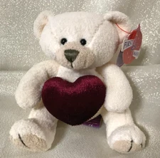 First & Main "Dinky Delaney" Small 8" Plush Bear With Heart  New (B01)