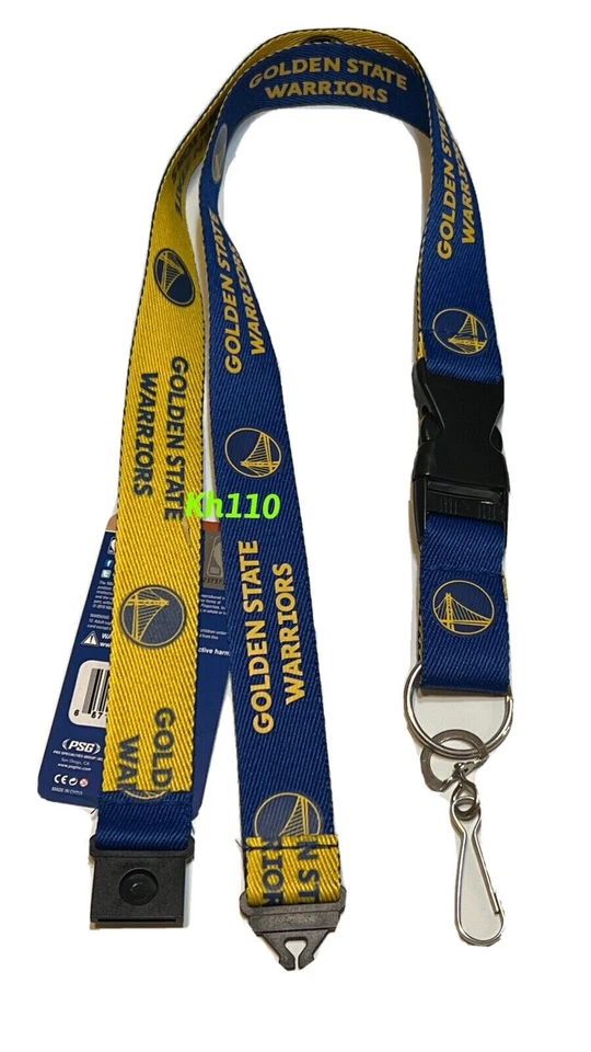 Golden State Warriors NBA Key Chain Clip On Lanyard - Blue/Yellow - Image 2 of 3
