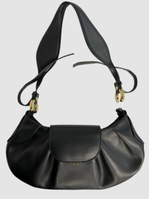 THEMOIRE Women's Black mimesi Leather Shoulder Purse Bag