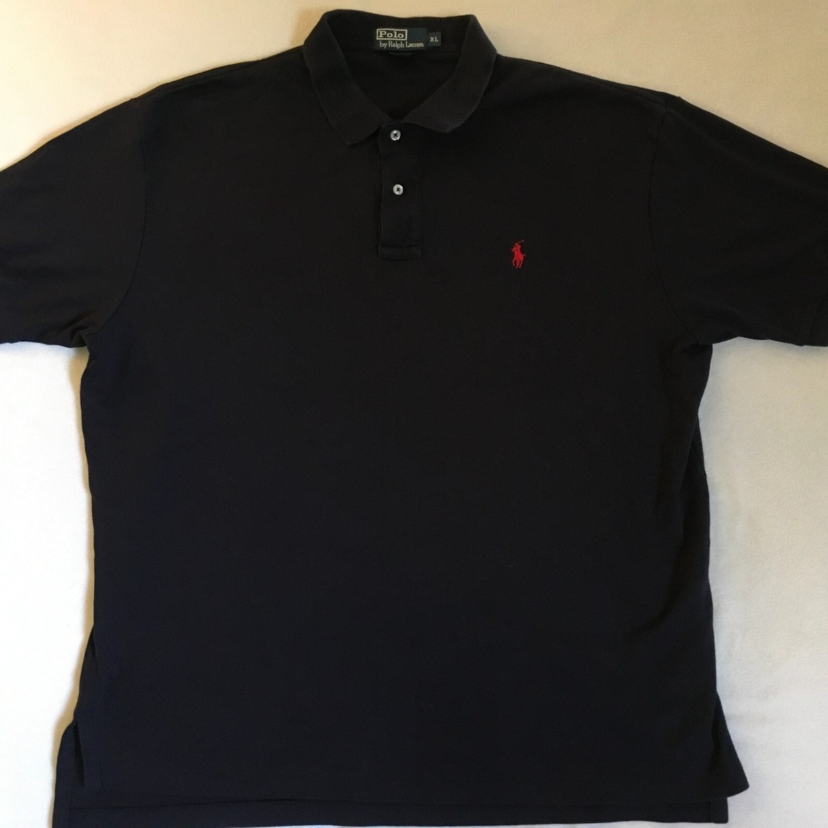 Polo Ralph Lauren Men's Dark Blue Red Logo S/S Polo Shirt Size XL