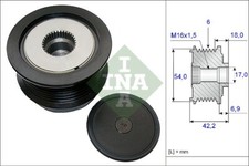 INA 535 0188 10 Embrague de Alternador de Piñón Libre para Opel, Saab, Opel