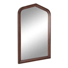 Kate and Laurel Tudor Traditional Wooden Wall Mirror with Pointed Arch and Pi...