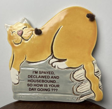 Vintage Cat Tales How Is Your Day Smoky Mountain Pottery Hanging 6" Wall Plaque