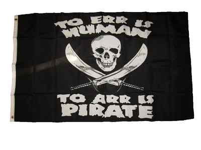 3x5 Jolly Roger Pirate To Err Is Human To Arr Is Pirate Flag 3'x5' Grommets 100D