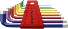 PB Swiss Tools Rainbow color-coded Hex Key Set sizes 1.5-10mm 210H-10RB New