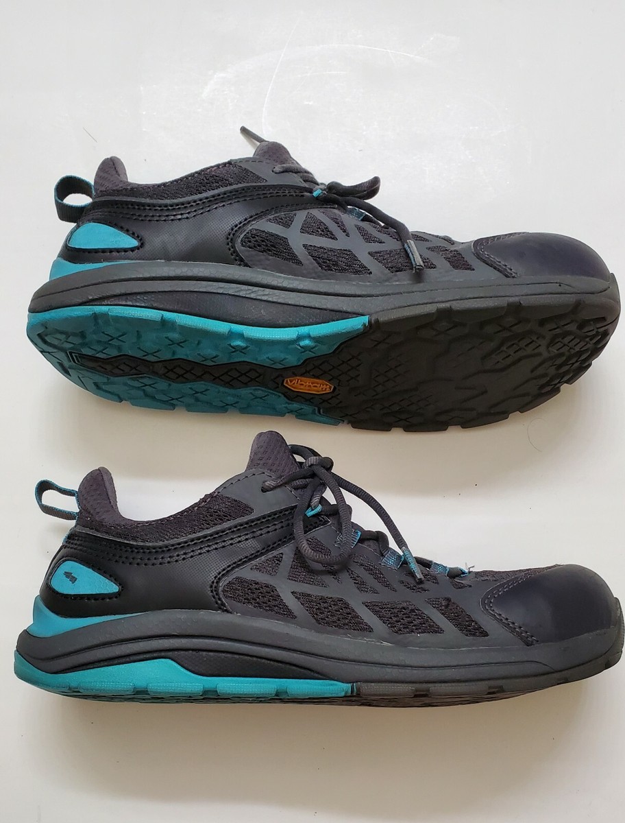 Red Wing women's Black and Teal work shoe with Vibram sole