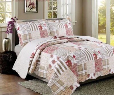 Quilt for Bed, Lightweight 3-Piece Quilt Set, Soft Bedspread Floral  Patchwork