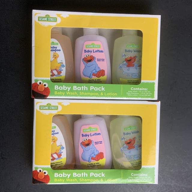 Lot Of 2 Sesame Street Baby Bath 3 Pack Set Shampoo, Baby Lotion, Baby