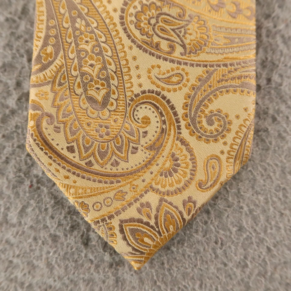 Corbata Geoffrey Beene dorada cachemira amarilla 100 % seda 3,5" Foto 2 de 4