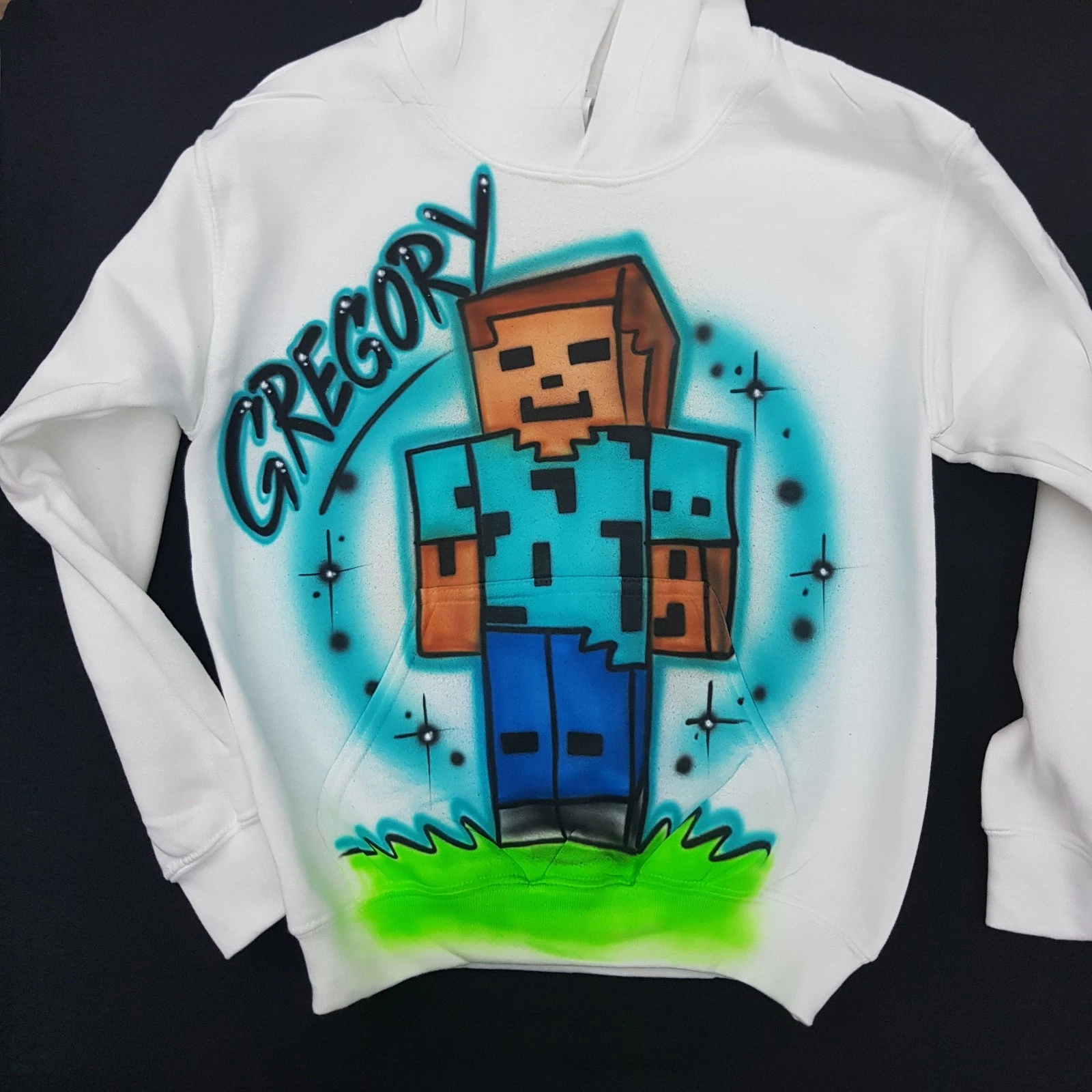Airbrushed Minecraft Steve Inspired Hoody