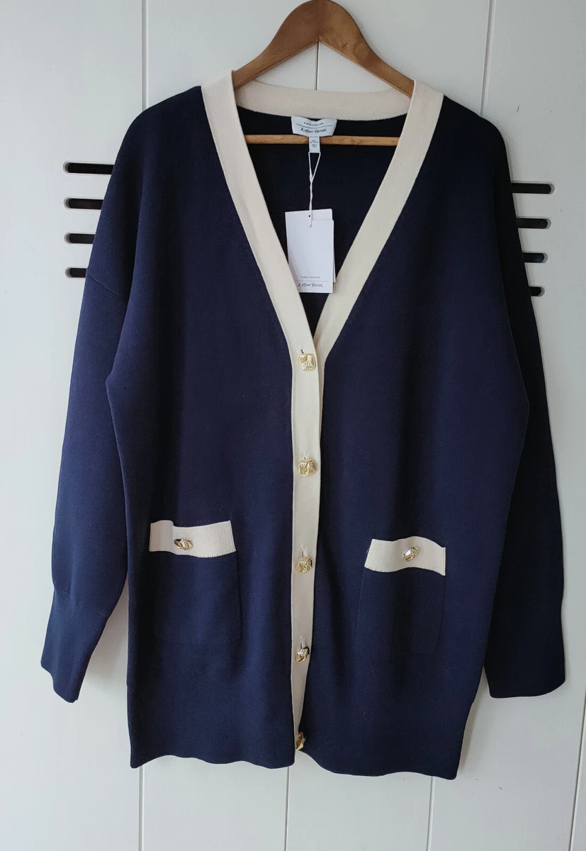 GOLD BUTTON KNIT BLAZER - Navy blue