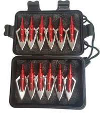 12Pcs Red Blood Pierce 100Gr Broadheads 402 Stainless Steel Crossbow Flat Tips