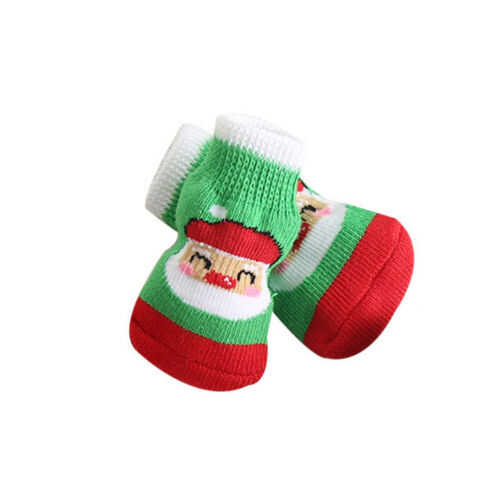4Pcs Non-Slip Pet Christmas Socks Set Puppy Knitted Paw Protector Dog Cat Socks♡ - Picture 6 of 28