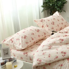 2Pcs 100% Cotton Pillowcase Flower Pillowslip Only Cover Country Style Bedding