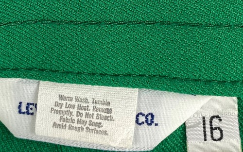 Vintage 70’s Bright Green Levi Strauss Trousers Khaki Pants Women’s 16 White Tab - Picture 5 of 14