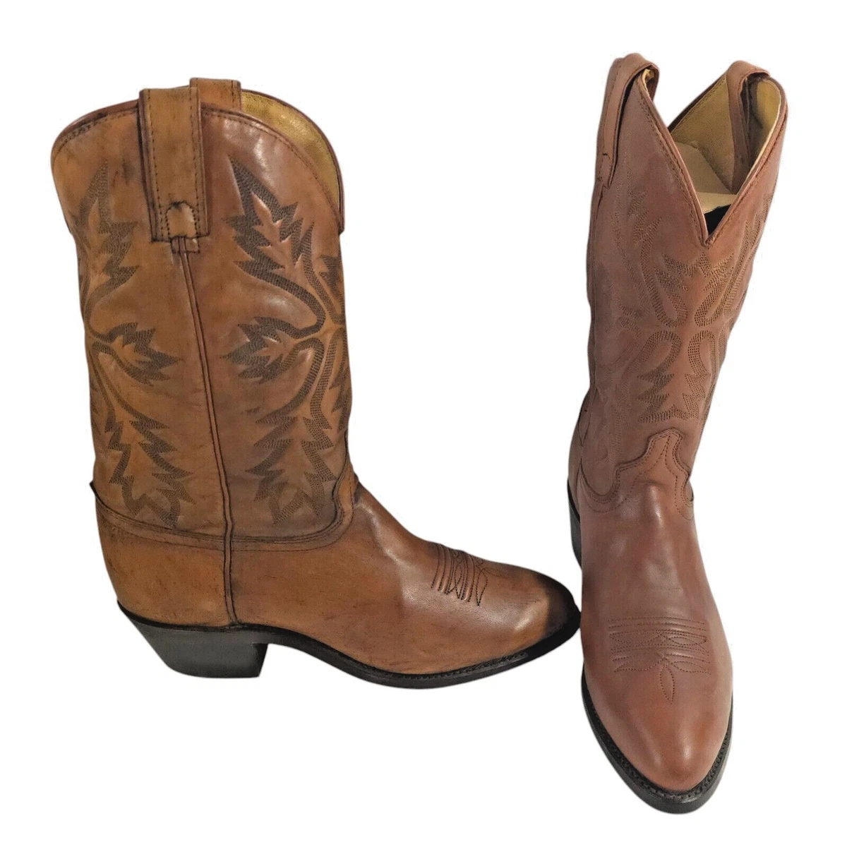 Vintage Wrangler USA Brown Leather Cowboy Western Boots Men\'s 9D Wild West Men main image 4