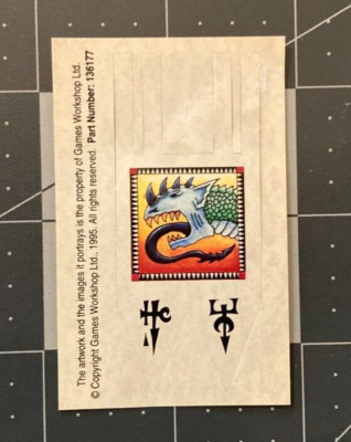 Vintage Warhammer DARK ELVES Standard Banner Sticker #3 ELF part #136177 BC26