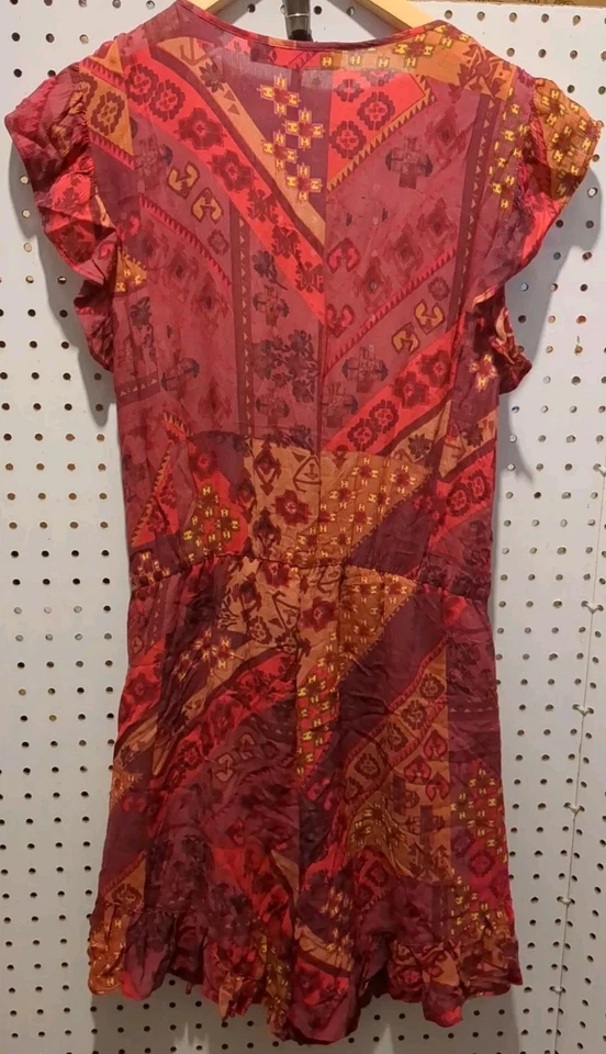 Bcbgmaxazria Pantalones Cortos Mameluco Rojo Marrón Talla 8 Manga Corta Bolsillos Boho Foto 3 de 4