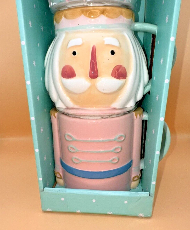 3pc Pastel Nutcracker Stacking Mug Set Ceramic Christmas Pinkmas Viral Tiktok - Image 3 of 4