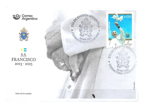 #75412C ARGENTINA 2025 S.S.POPE FRANCIS(FRANCISCO) IN MEMORIAL RELIGION FDC