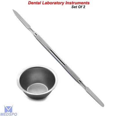 Dental Plaster & Alginate Mixing Bowl Cement Spatula Double Ended Instruments