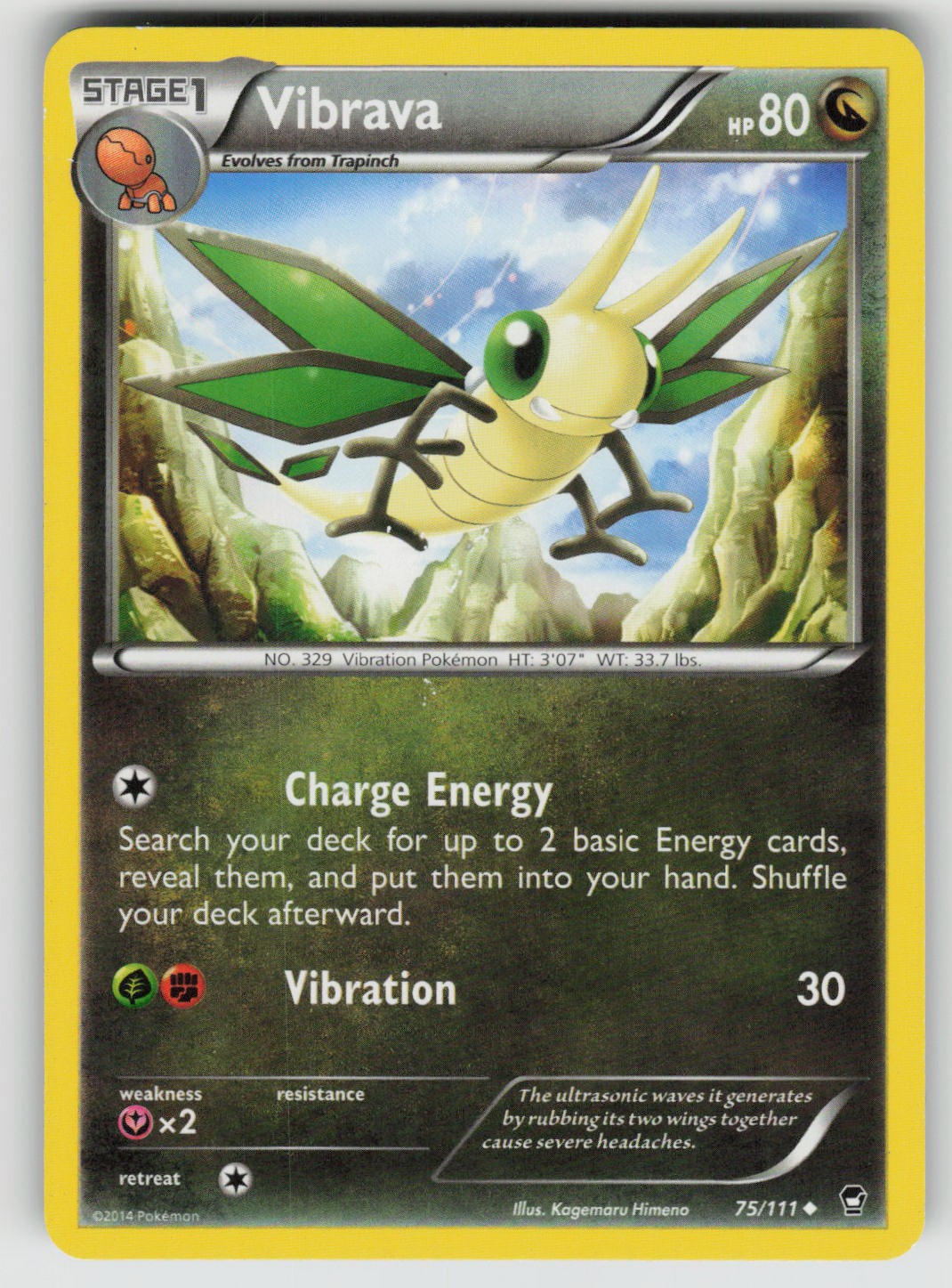 Vibrava 75/111 Uncommon Furious Fists Pokemon Lightly Played