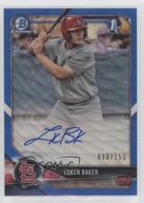 2018 Bowman Draft Chrome Pick Blue Wave Refractor 80/150 Luken Baker Auto p7m