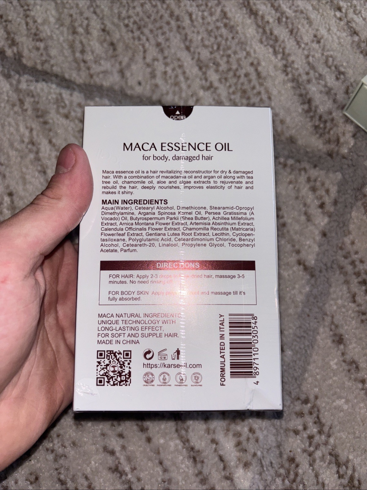 Karseel Maca Care System Maca Essence Oil Damaged and Dry Hair Oil New Sealed