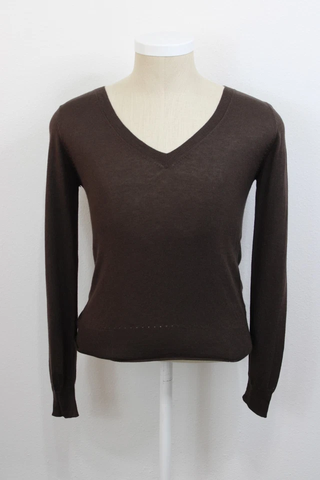 Suéter Marrón Petit Bateau Talla 16 ANS Manga Larga Seda Algodón Mezcla Cachemira S Foto 4 de 4