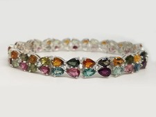 Multi Turmalin Tennis Armband 925 Sterlingsilber Birne Cut Geburtsstein, Schmuck