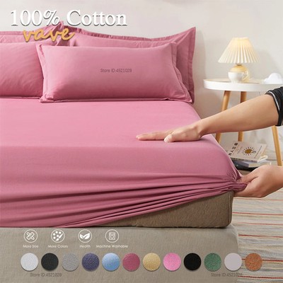 Full Size Baumwolle Spannbetttuch mit Gummibändern für Single Double King Bett