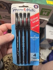 Paper Mate EraserMate Erasable Pens, 4-pack, Medium Point (1.0mm), Black NIBS