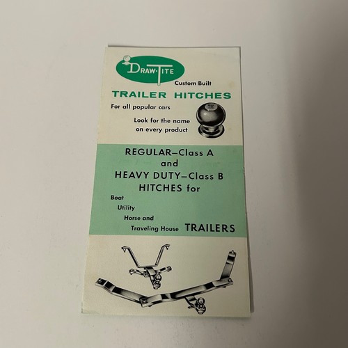 Vintage Draw-Tite Trailor Hitch Catalog Class A B Trailor Products Original