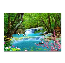 Waterfall Scenery Canvas Painting Landscape Wall Art Decor Poster Prints Picture