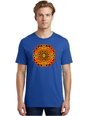 Lotus-Mandala Mens Graphic Tee, 100% Cotton, Casual Summer Wear