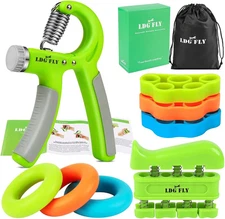 Hand Grip Strengthener Kit with Finger Exerciser, Finger Stretchers, Adjustable