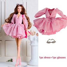 Pink 11.5" Evening Dress 1/6 Doll Clothes Clothing Princess Wedding Party Gown