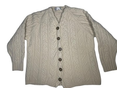 Valerie Stevens 100 Lamb Wool Button Up Sweater White Cardigan Size M Hong Kong
