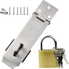 Arlai 4" Stainless Steel Latch Lock Padlock Hasp Set, with Screws and Padlock, Y