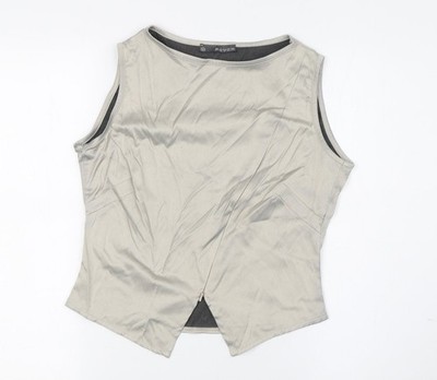 Fever Damen Grau Polyester Basic Knopfleiste Größe 12 U-Boot-Ausschnitt