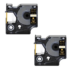 2PK 12mm Gold on Black DYMO D1 45024 LabelManager 100 200 300 Label Tape 0.47"