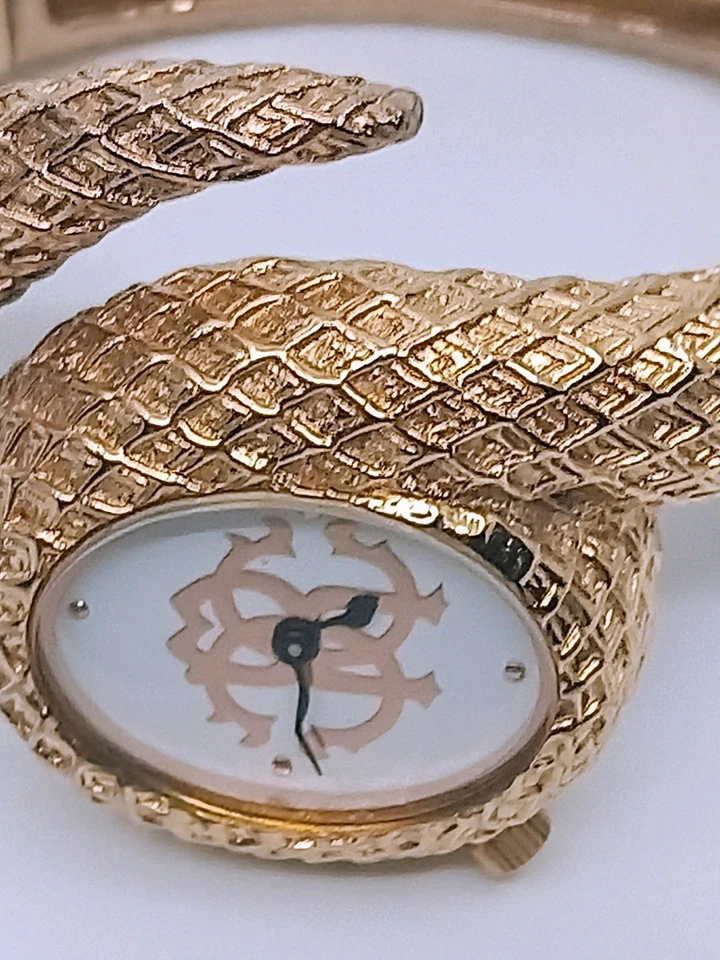 ROBERTO CAVALLI Womens Eva Snake Statement Watch, Oval Silver Dial, Bangle Band - Image 2 of 4
